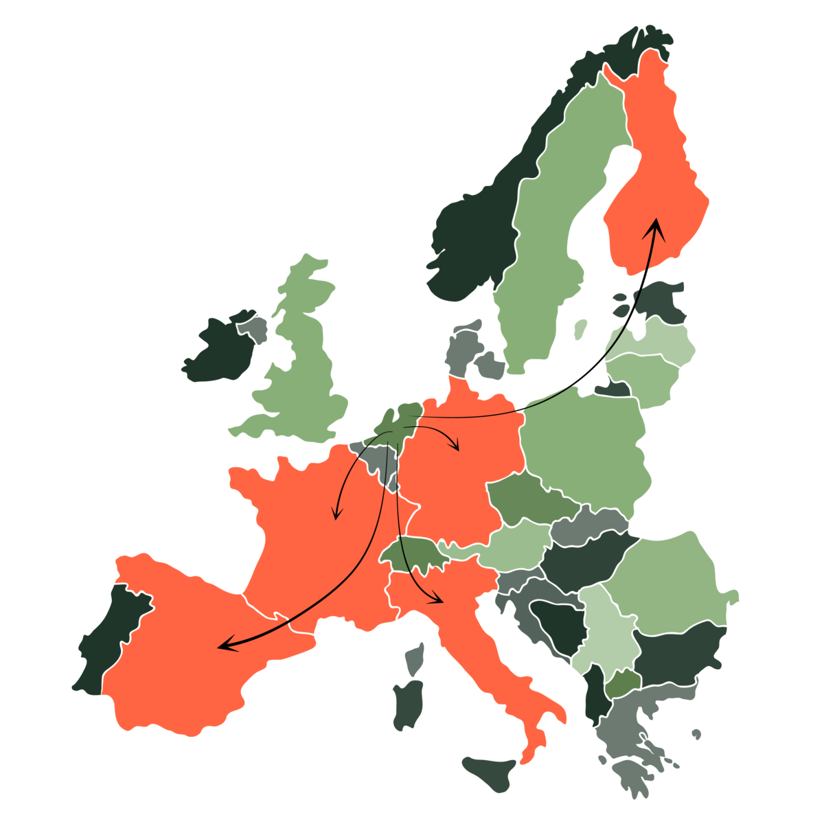 Map of Europe: Mercorin Trade delivers fresh fruit and vegetables across Europe